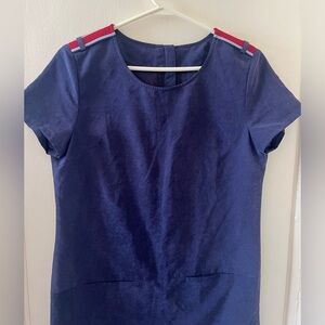 Handmade Vintage Purple Suede Mini Dress w/Red & White Striped Accents & Pockets